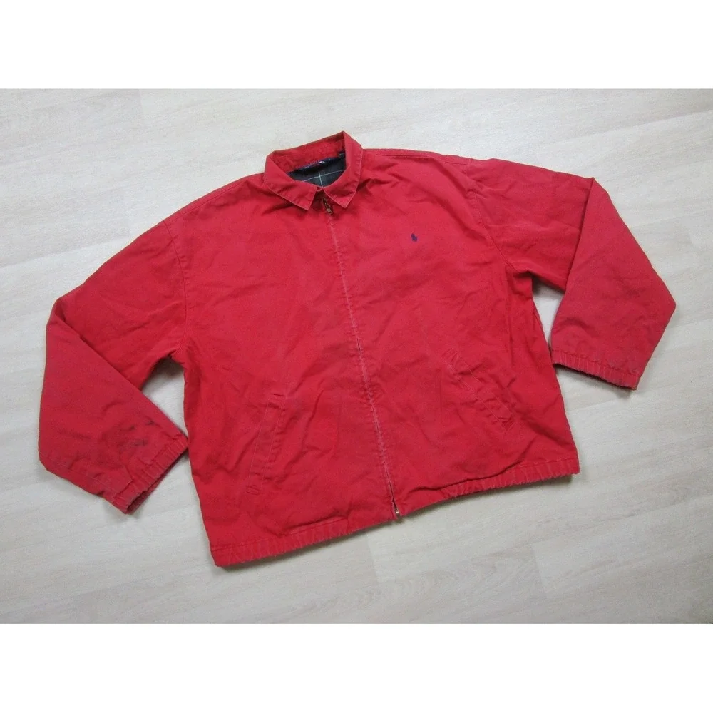 Vintage 90s Polo Ralph Lauren Harrington Jacket Men's (L) Plaid Lined Preppy
